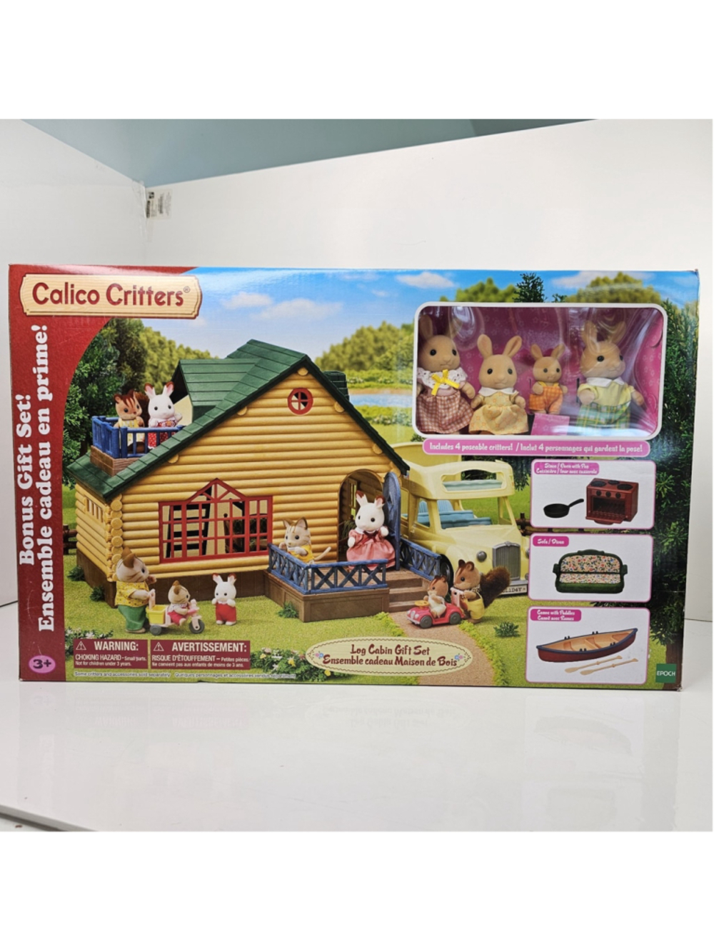 SEALED Calico Critters Log Cabin Gift Set CF1945 Sunny Rabbit Family NEW